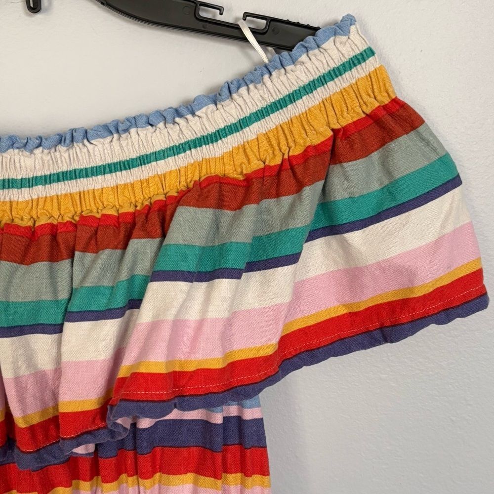 4Our Dreamers Anthropologie Women’s Multicolor Off the Shoulder Striped Dress XS - Picture 10 of 16